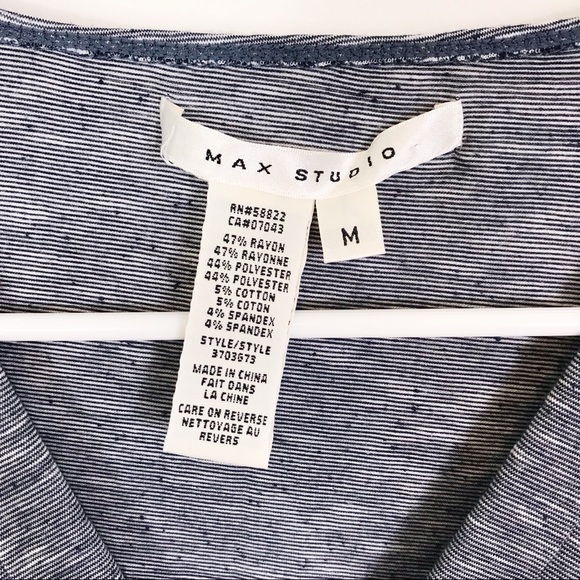 Max Studio Navy Space Dye V-Neck Sleeveless Top M - Picture 3 of 6